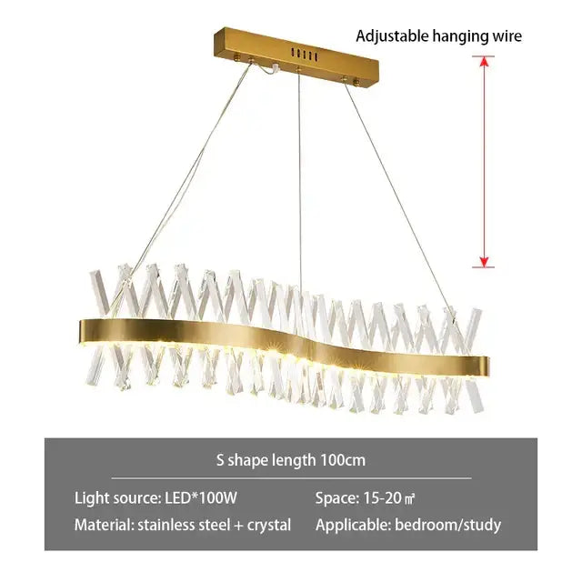 Contemporary gold led crystal chandelier living room light