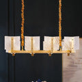 Contemporary gold linear chandelier dining room square glass panel