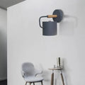 Contemporary gray metal wall light – bedroom cylindrical sconce