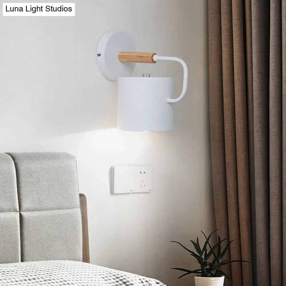 Contemporary gray metal wall light – bedroom cylindrical sconce