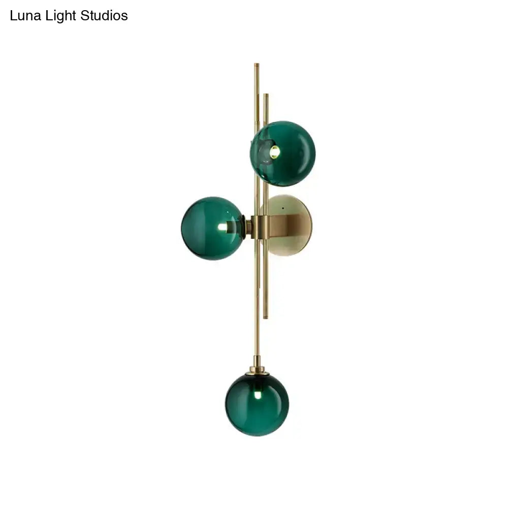 Contemporary green & clear glass globe living room wall sconce lamp