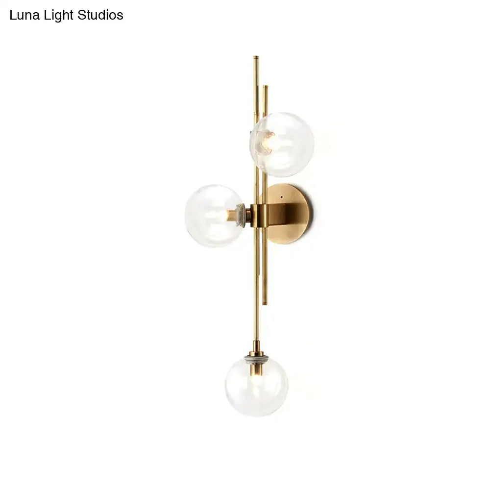 Contemporary green & clear glass globe living room wall sconce lamp