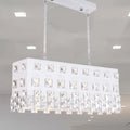 Contemporary ivory metal chandelier with crystal accents dining room