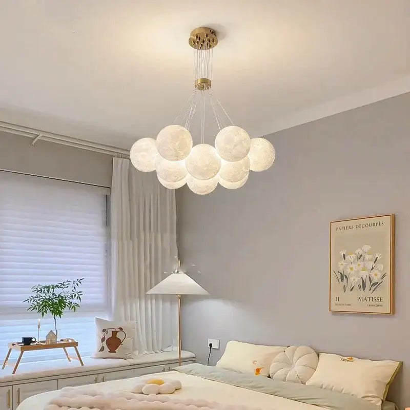 Contemporary led pendant lights gold moon chandelier dining room