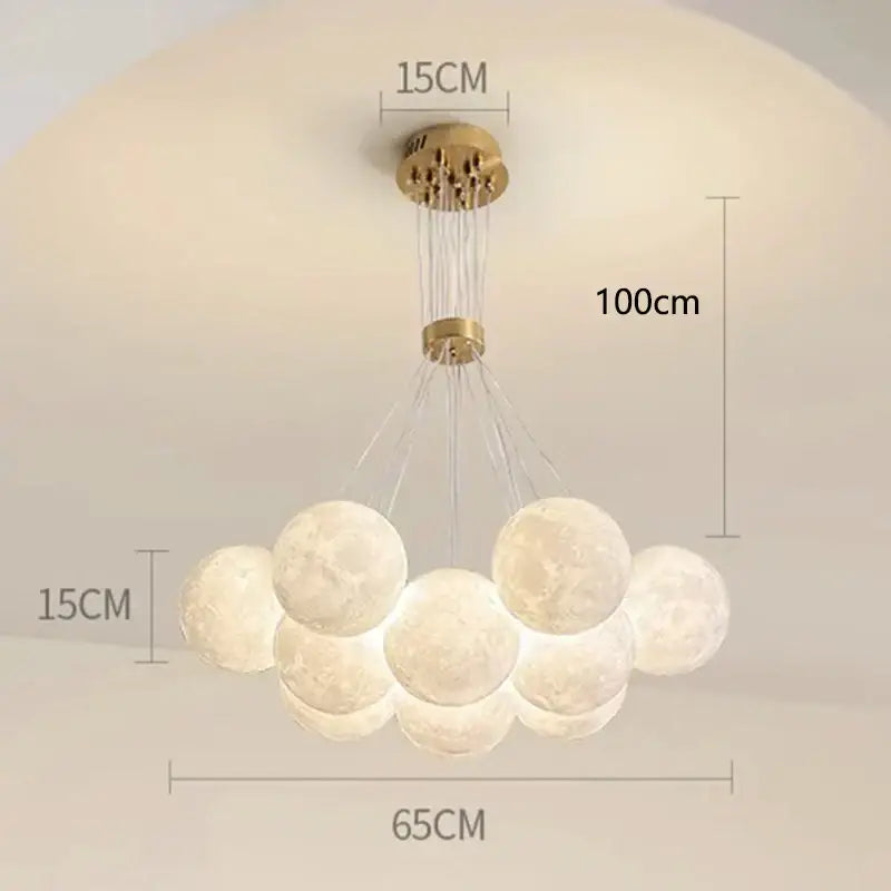 Contemporary led pendant lights gold moon chandelier dining room