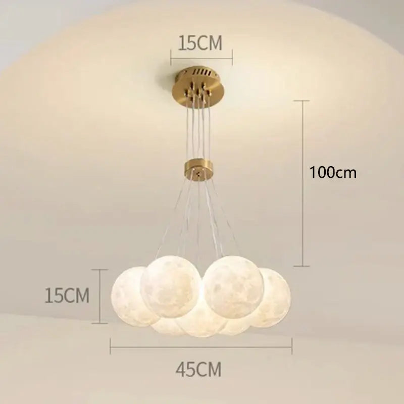 Contemporary led pendant lights gold moon chandelier dining room