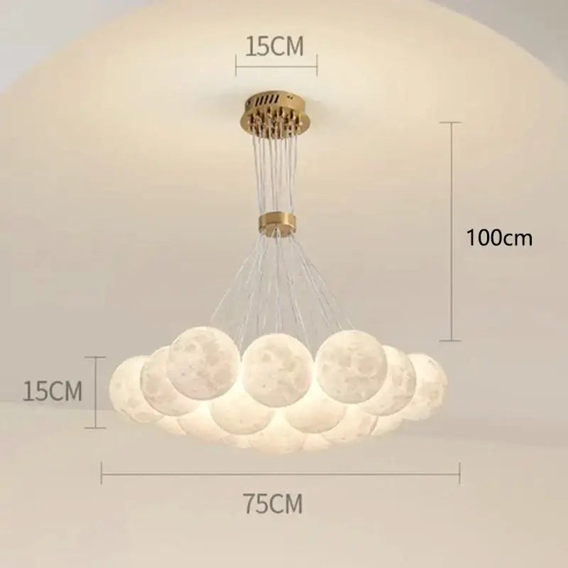 Contemporary led pendant lights gold moon chandelier dining room