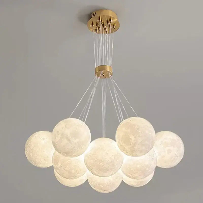 Contemporary led pendant lights gold moon chandelier dining room