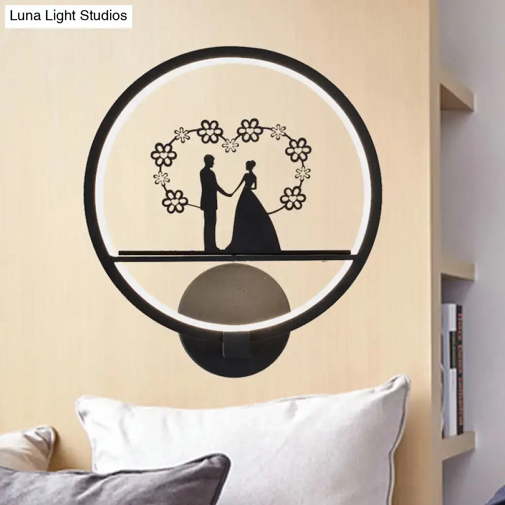 Contemporary lover black circular led wall sconce bedroom wired electric