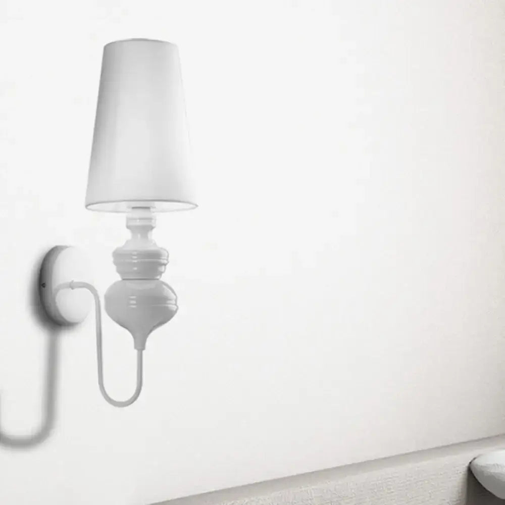 Contemporary matte black wall mount light bedroom fabric sconce