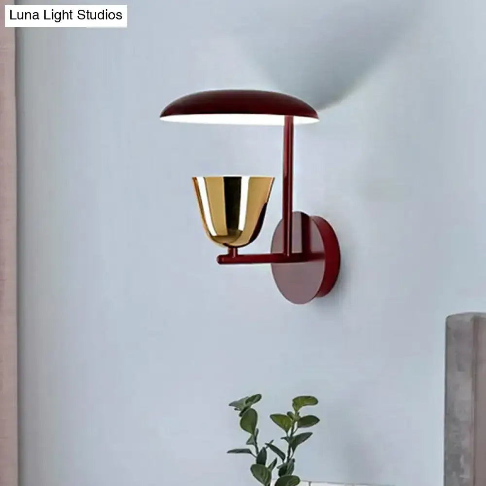 Contemporary red & gold wall sconce – bedroom light fixture