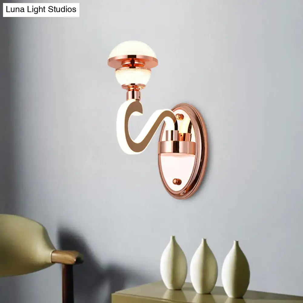 Contemporary rose gold metal urn wall lamp – bedroom lighting fixture