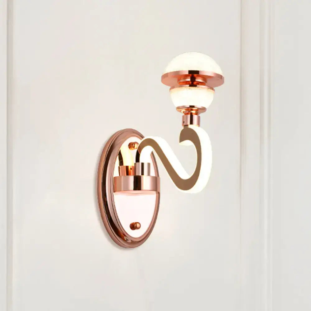 Contemporary rose gold metal urn wall lamp – bedroom lighting fixture