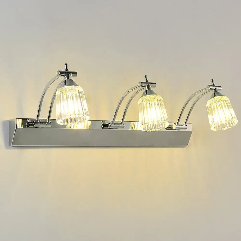 Contemporary silver 3 head crystal vanity light bathroom wall light
