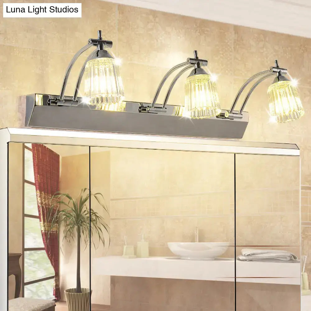 Contemporary silver 3 head crystal vanity light bathroom wall light