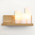 Contemporary tube shade wall lamp with wooden shelf for cloth shop