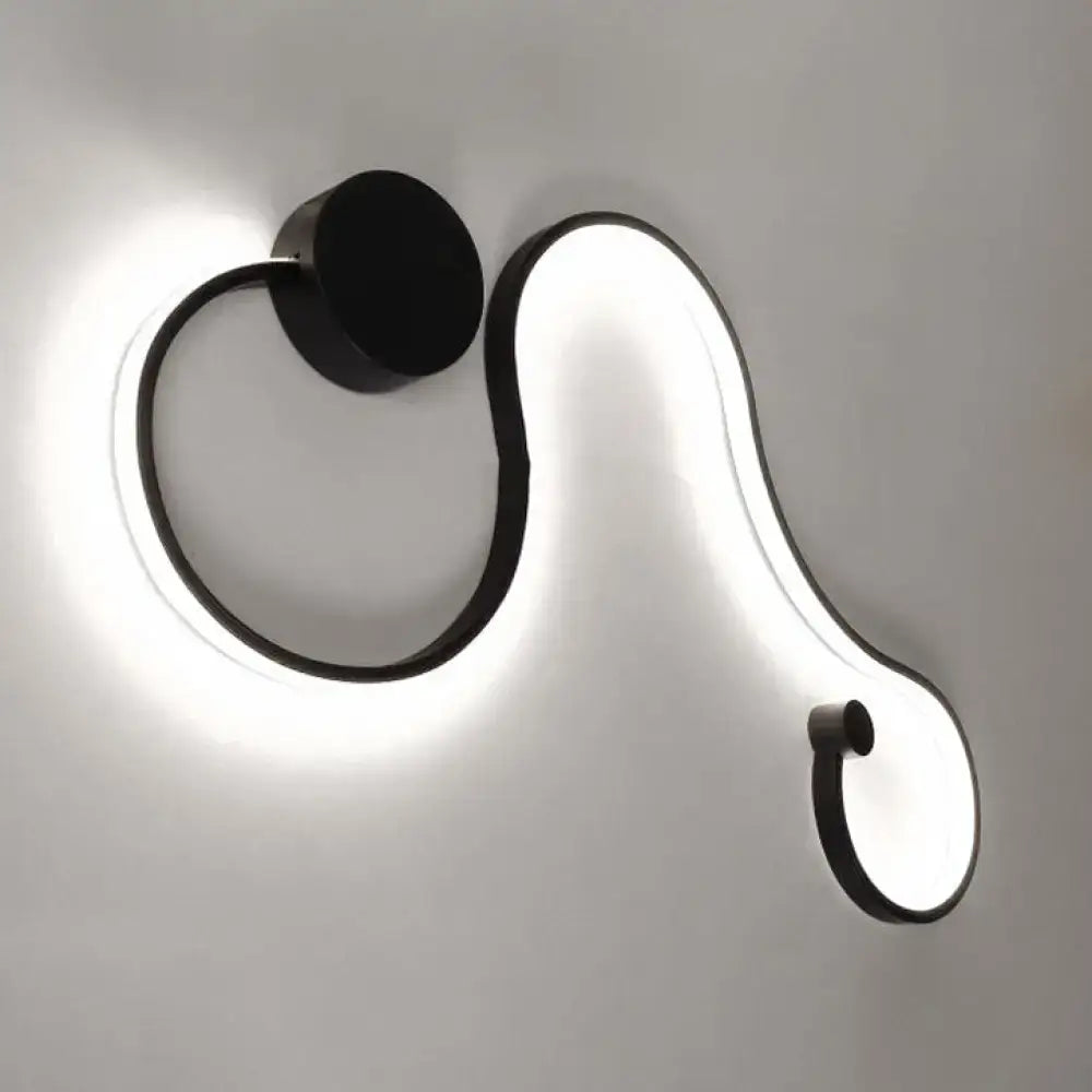 Contemporary twist black & white wall sconce – bedroom warm white light