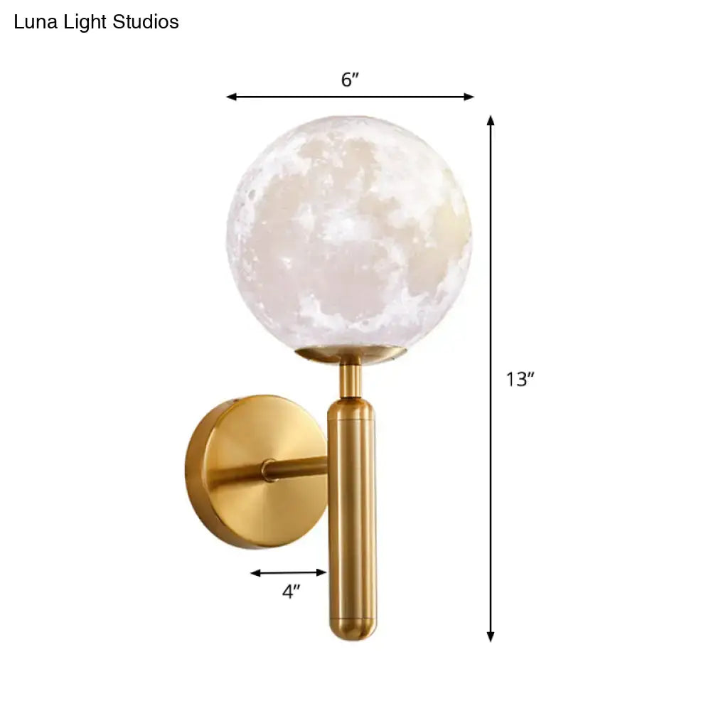 Contemporary white glass wall sconce gold moon light bedroom fixture