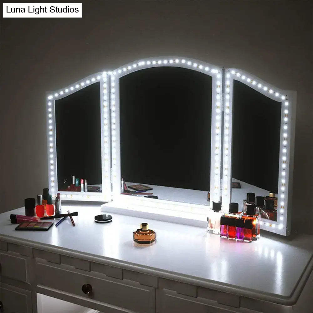Contemporary white led three panel vanity mirror bedroom 110v-120v