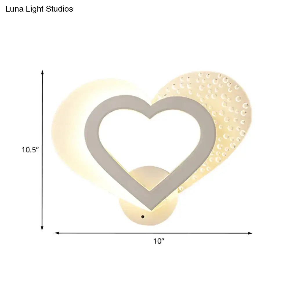 Contemporary white love heart wall mounted light bedroom led sconce