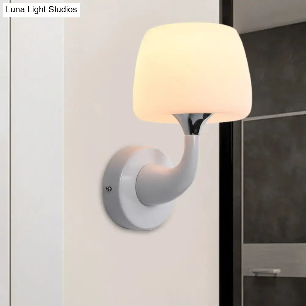 Contemporary white opal glass wall light bedroom sconce light fixture
