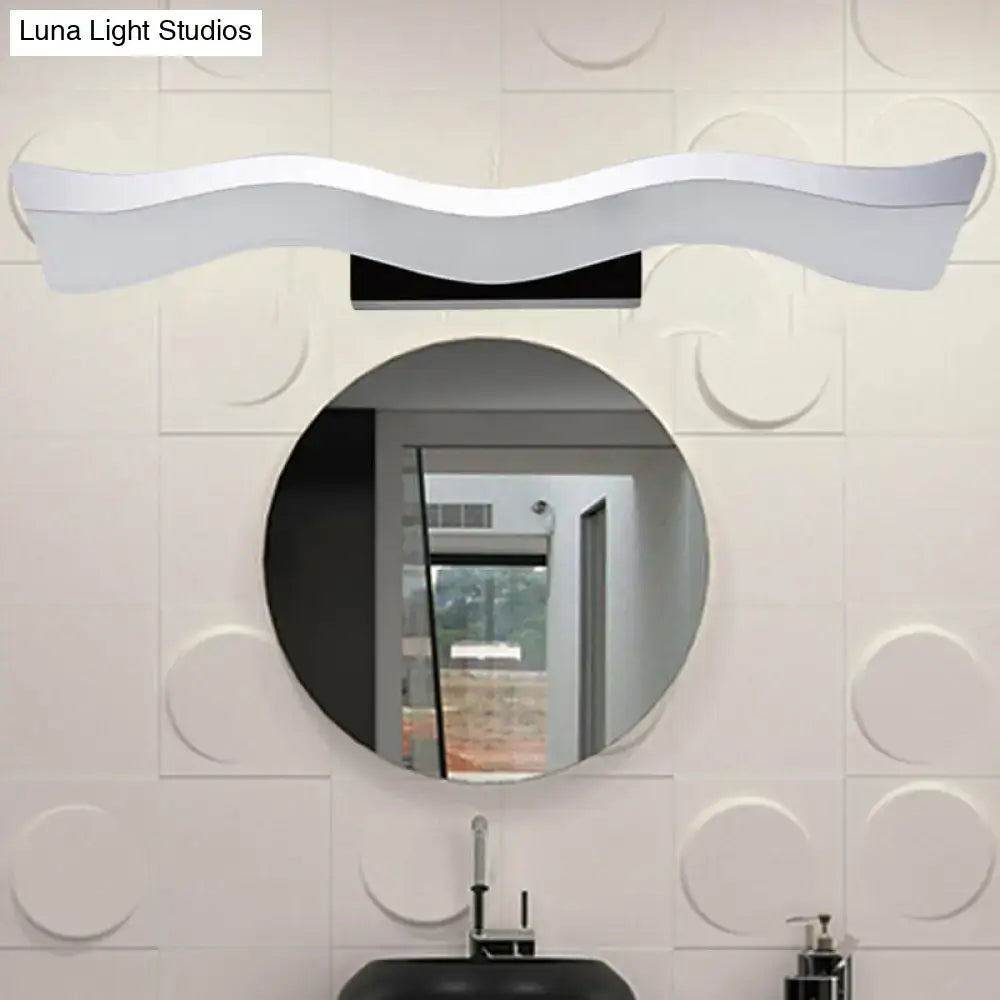 Contemporary white wave led wall mounted light bathroom sconce