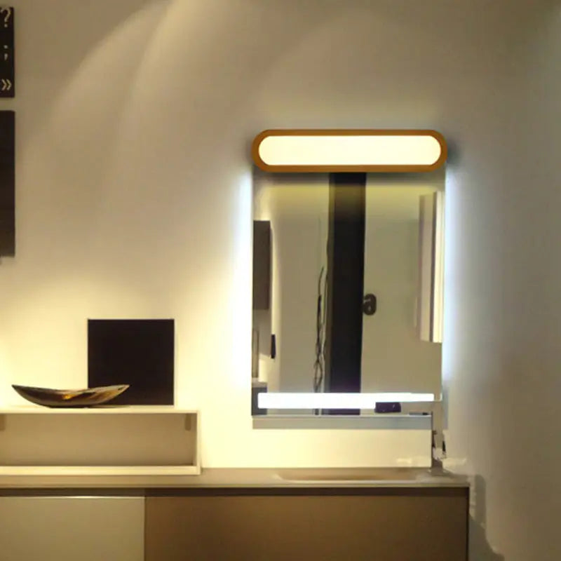Contemporary wood led sconce vanity light for bedroom