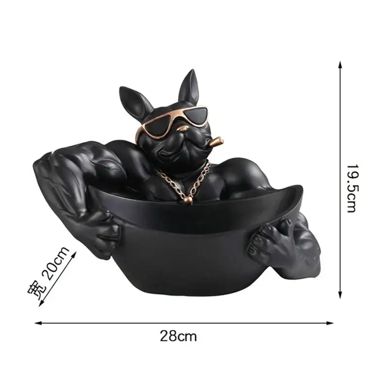 Cool black resin bulldog storage box living room figurine decor