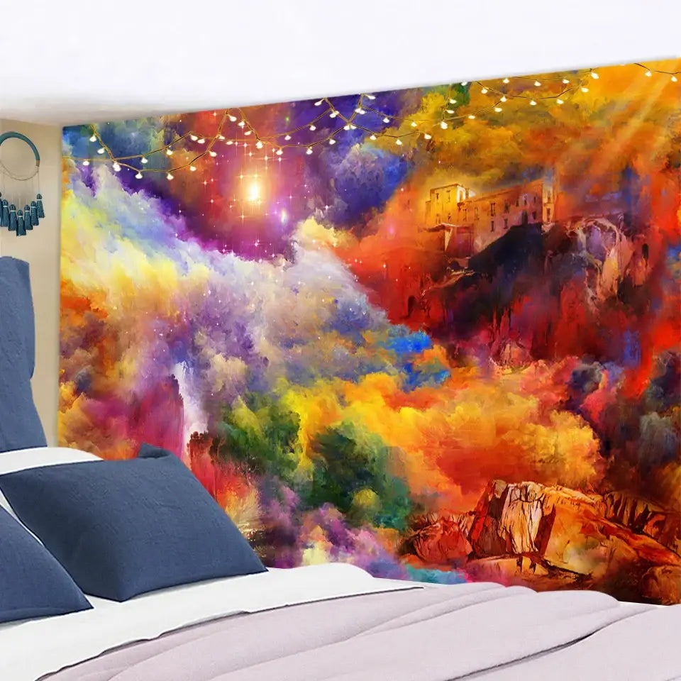 Cosmic colorful clouds tapestry – bedroom wall hanging decor