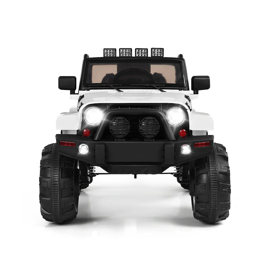 Costway 12V Kids Ride On Truck Car with Remote Control, MP3 Music, and LED Lights in White