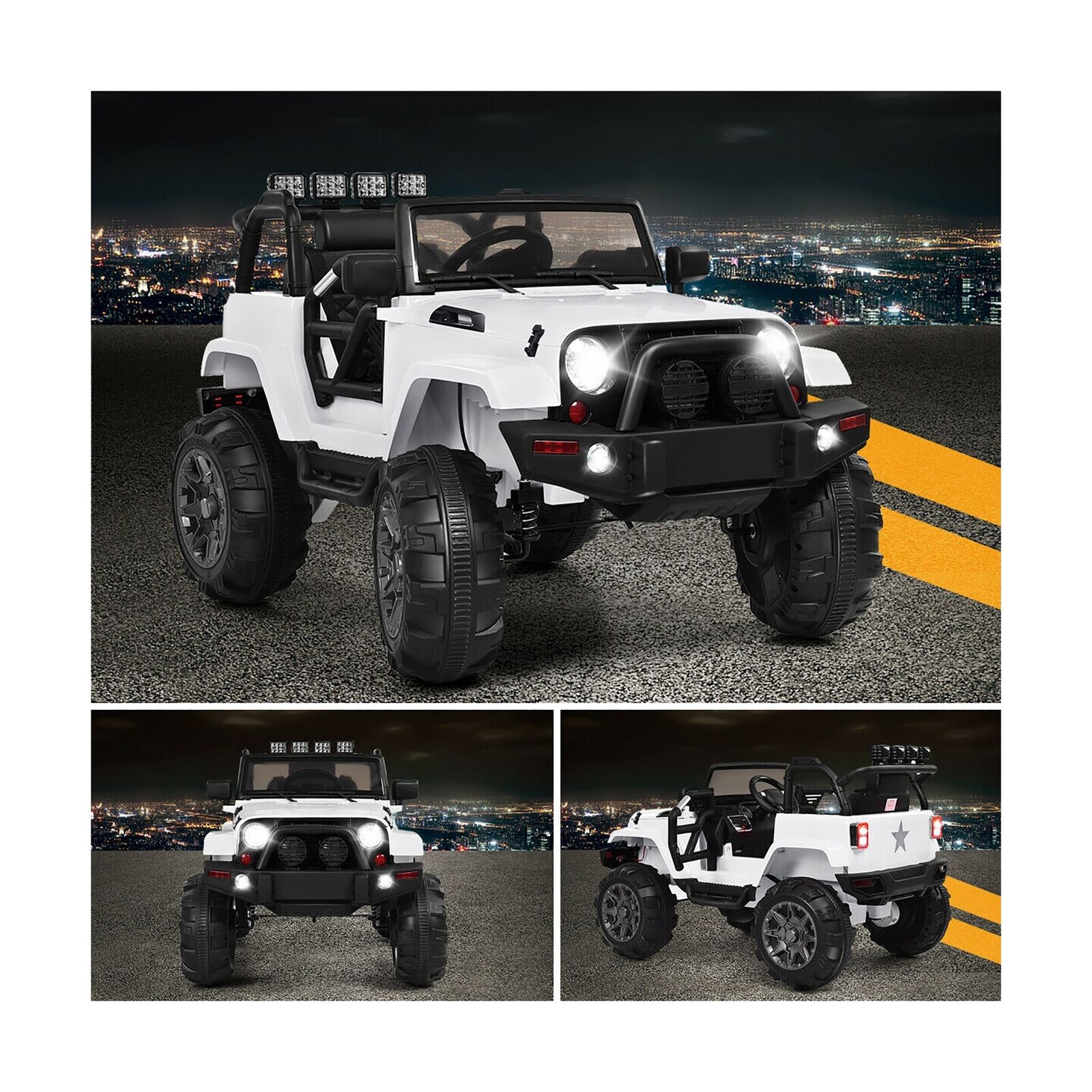 Costway 12V Kids Ride On Truck Car with Remote Control, MP3 Music, and LED Lights in White