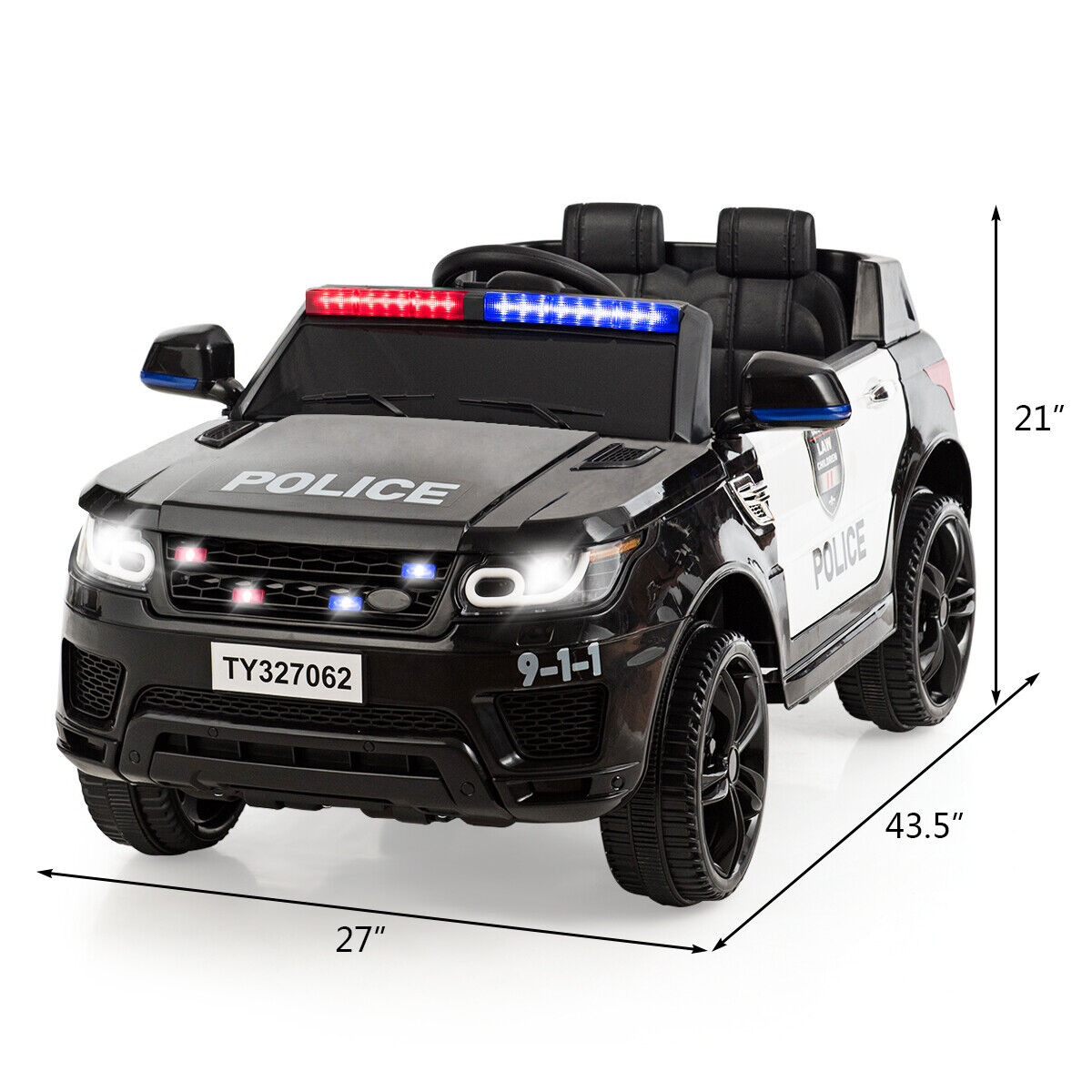 Costway Kids 12V Electric Ride-On Car with Remote Control and Lights/Sounds in Black
