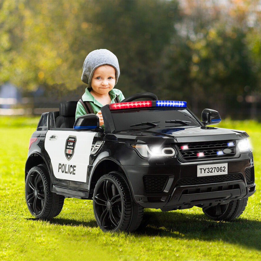 Costway Kids 12V Electric Ride-On Car with Remote Control and Lights/Sounds in Black