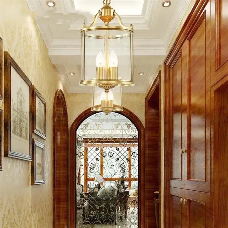 Country bronze glass chandelier lantern – dining room pendant lights