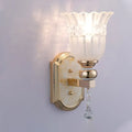 Country gold frosted glass floral wall sconce lamp bedroom lighting