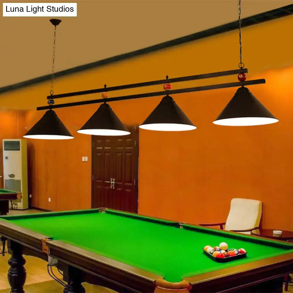 Country style dark green pool ball bar island lighting fixture