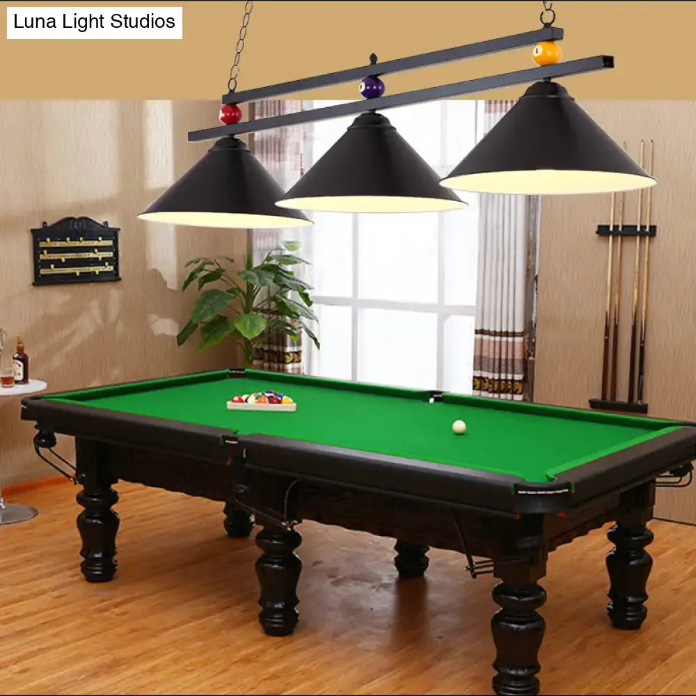 Country style dark green pool ball bar island lighting fixture