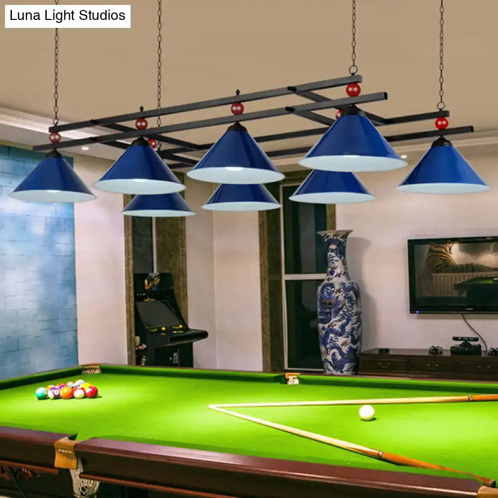 Country style dark green pool ball bar island lighting fixture