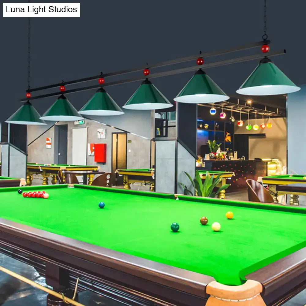 Country style dark green pool ball bar island lighting fixture