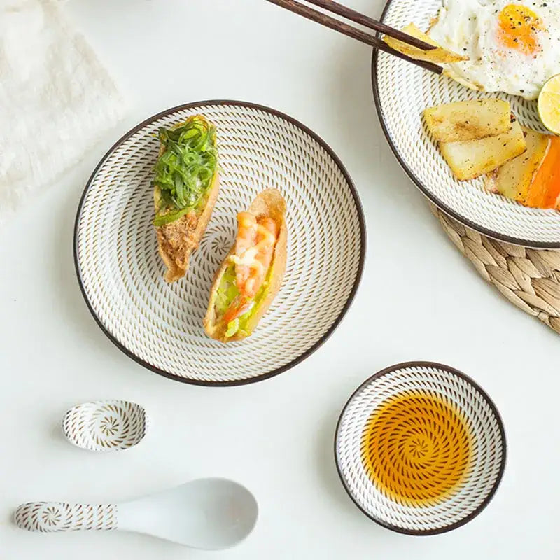 Crackle glaze blue ceramic dinner plate set dining room tableware
