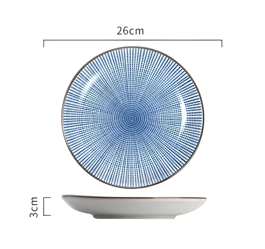 Crackle glaze blue ceramic dinner plate set dining room tableware