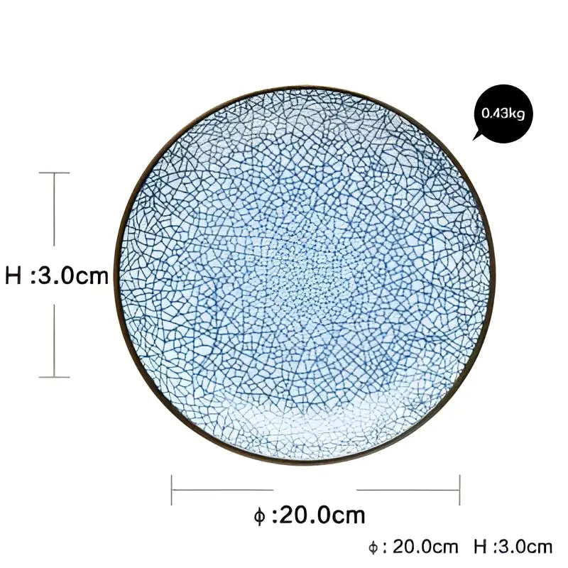 Crackle glaze blue ceramic dinner plate set dining room tableware