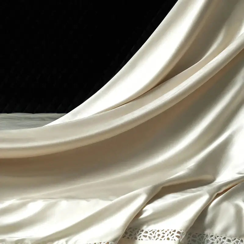 Cream and black egyptian cotton bedding set bedroom lace trim decor
