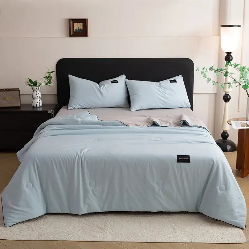 Cream and black ice cream cool feel summer quilt bedroom set