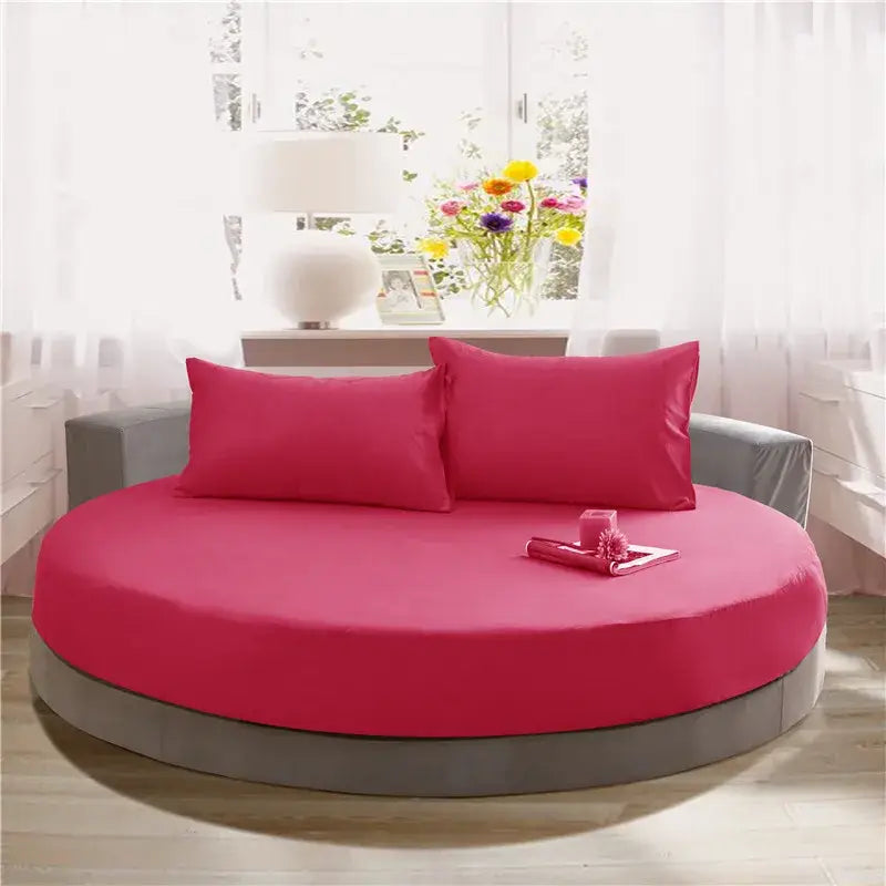 Cream and gray round fitted bed sheet set bedroom decor