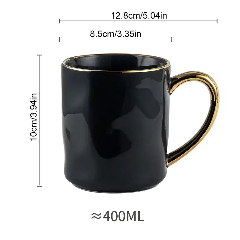 Cream and navy gold rim mug set kitchen ceramic coffee cups