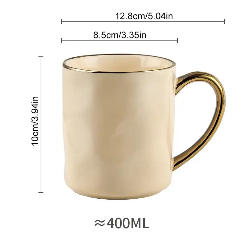 Cream and navy gold rim mug set kitchen ceramic coffee cups