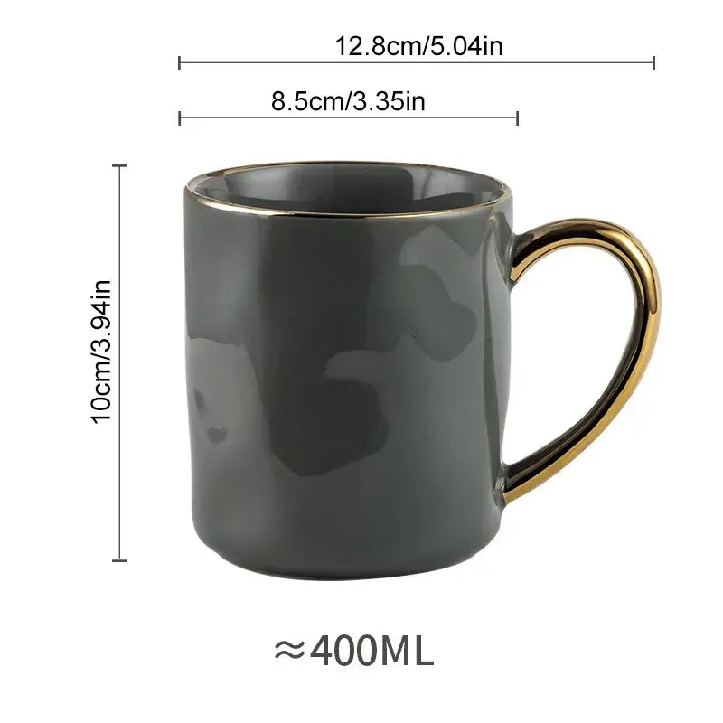 Cream and navy gold rim mug set kitchen ceramic coffee cups
