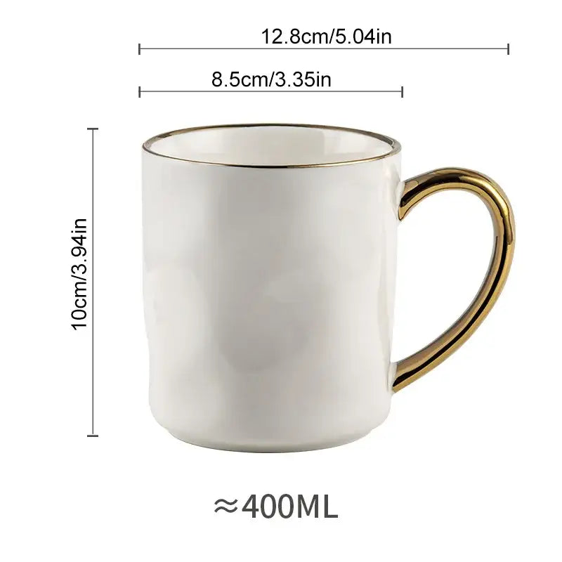Cream and navy gold rim mug set kitchen ceramic coffee cups