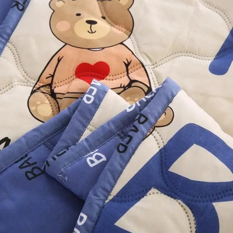 Cream bear quilt and pillowcase set bedroom bedding set